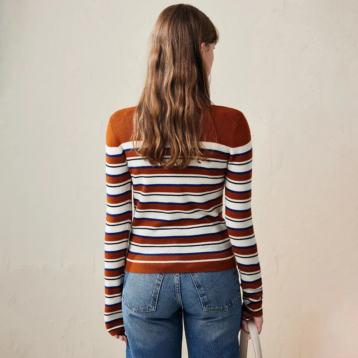 100% Wool Striped Crew Neck Sweater