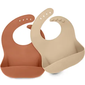 2-Pack Prep Silicone Bibs (Terracotta)