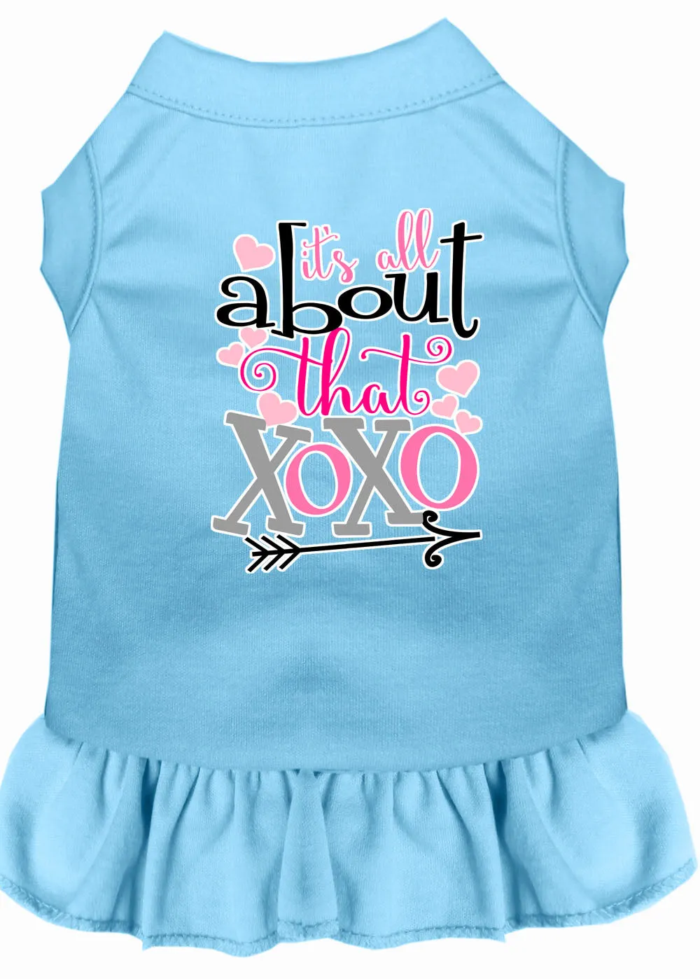 All About The Xoxo Screen Print Dog Dress Baby Blue Xl