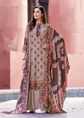 Alok Woolen Pashmina Winter Unstitched Suit With Chiffon Dupatta