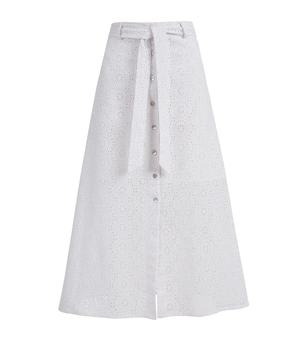 Aria Midi Broderie Skirt