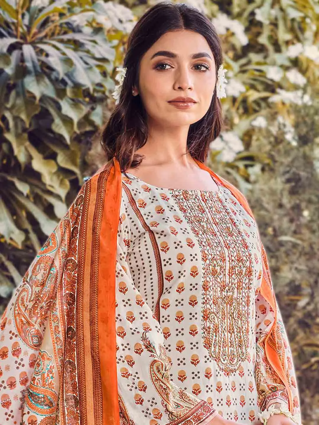 Belliza Pakistani Print Unstitched Cotton Suit Dress Material for Women