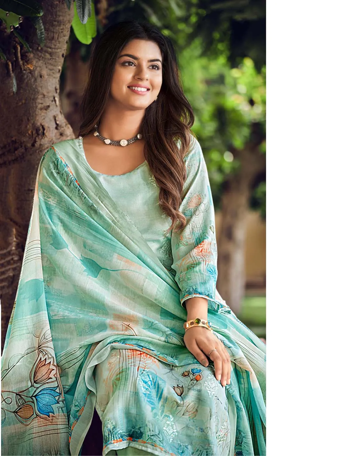 Belliza Unstitched Embroidered Women Cotton Suit Fabric Set