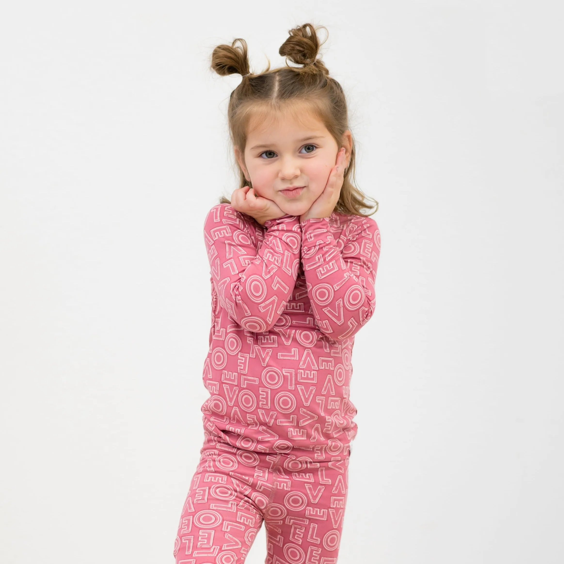 Big Kid Pajama - All You Need Is Love French Rose