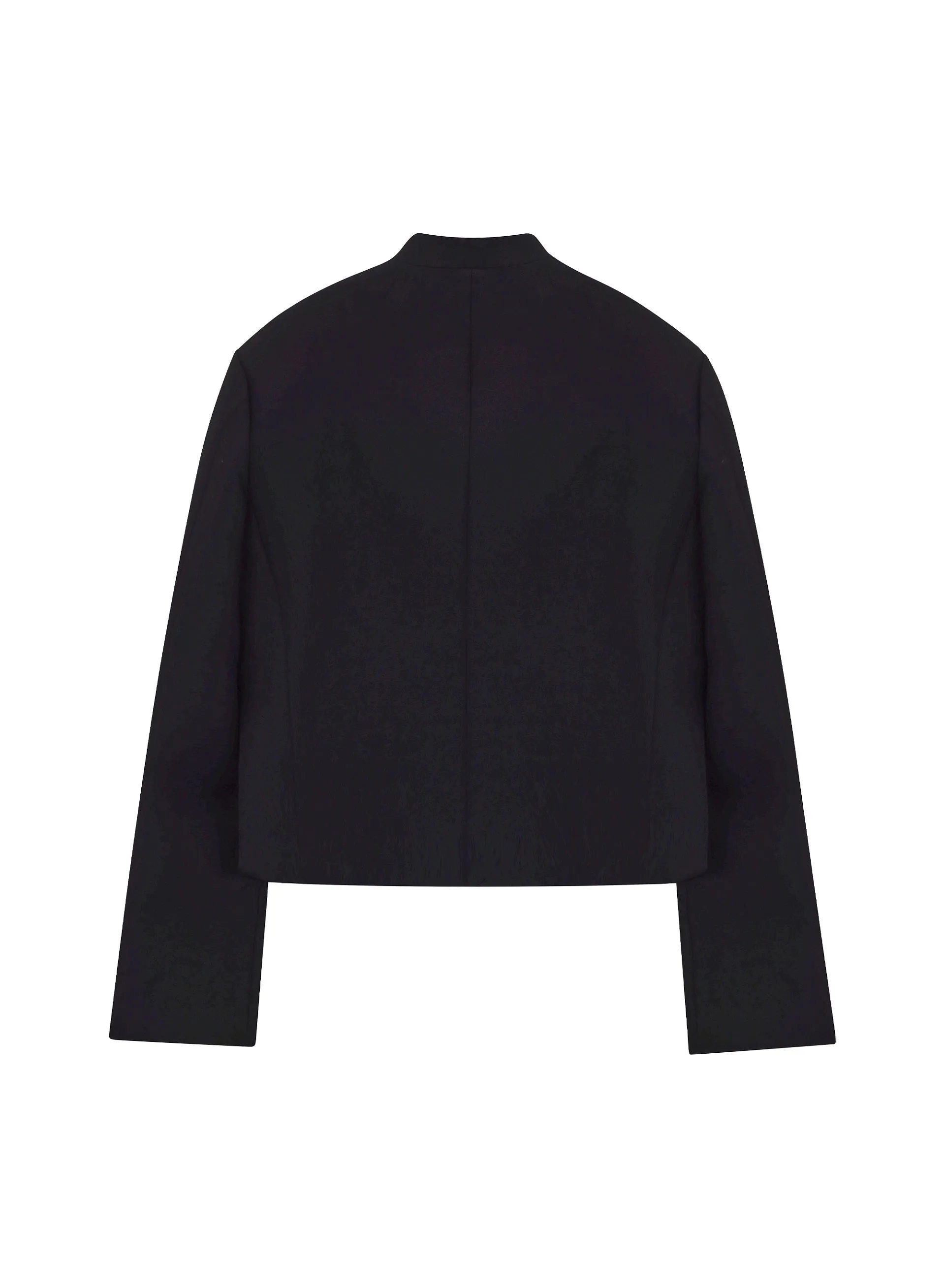 Black Stand Collar Crop Jacket