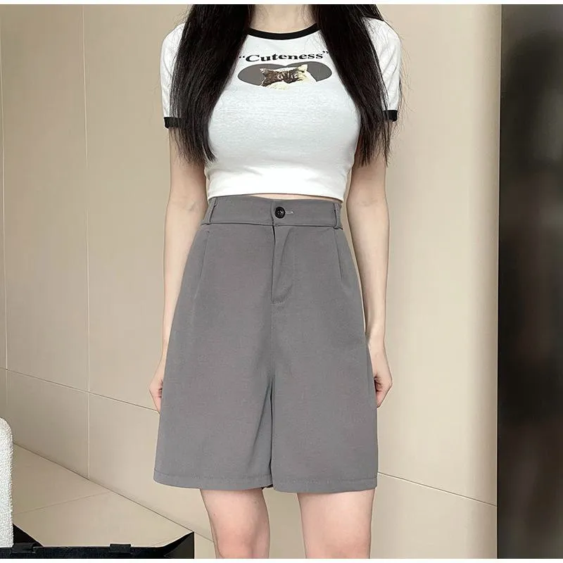 Casual High-Waisted Loose Fit Shorts