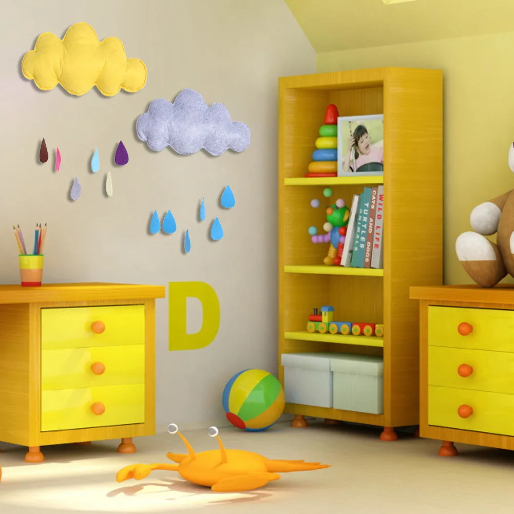 Clouds And Raindrop Stickers For Kids Baby Room 38x22cm