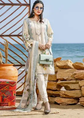 Cotton Unstitched Pakistani Brown Dress Material with Chiffon Dupatta