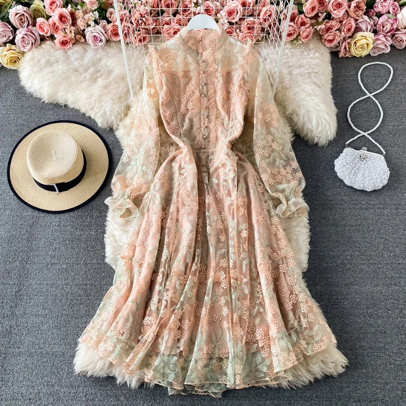 Cute tulle lace long sleeve dress fahsion dress      S220