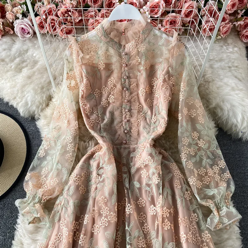 Cute tulle lace long sleeve dress fahsion dress      S220