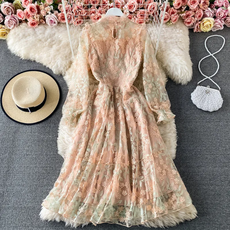 Cute tulle lace long sleeve dress fahsion dress      S220