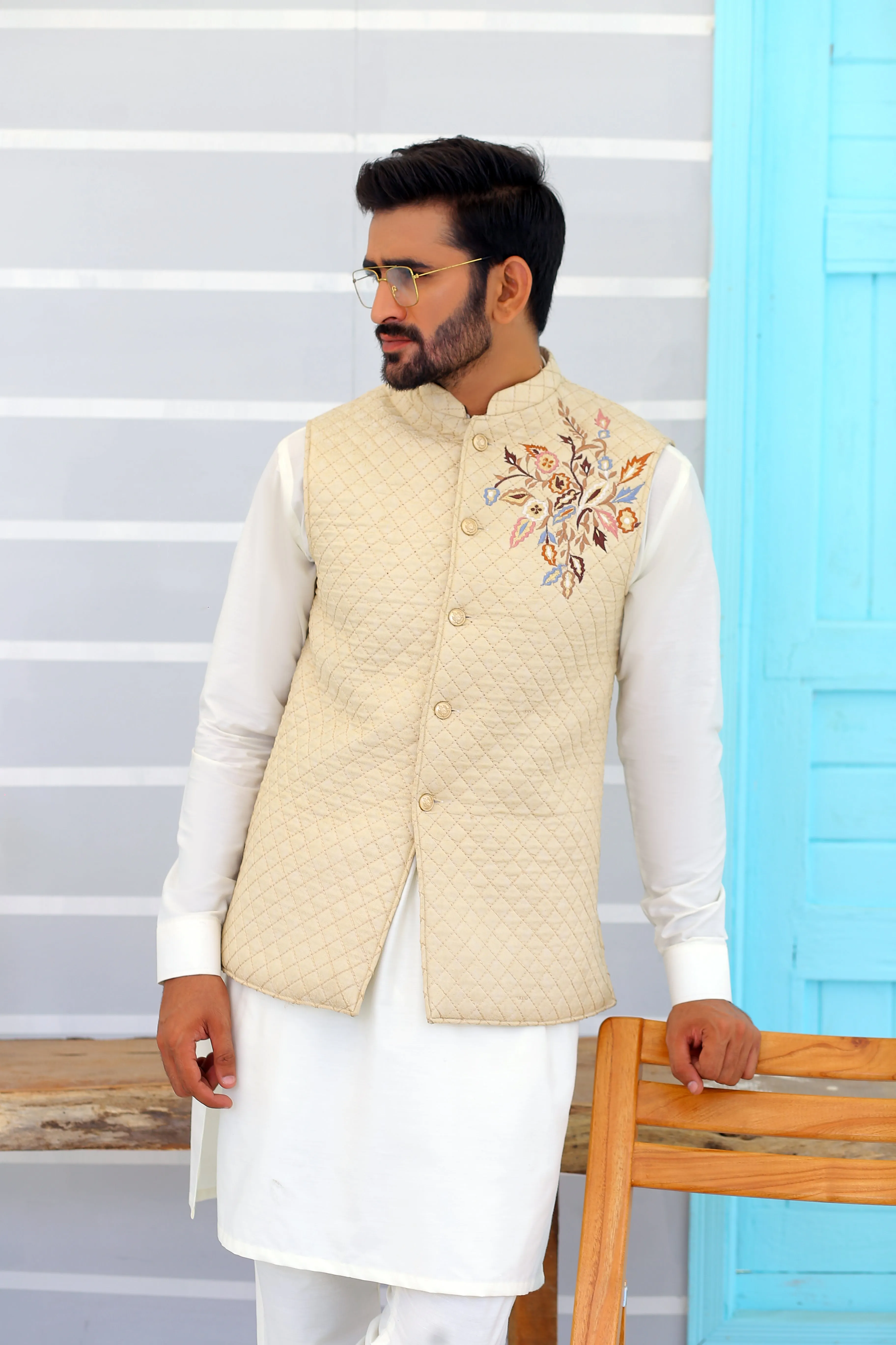 ER WC 1087 Beige Blended Waistcoat