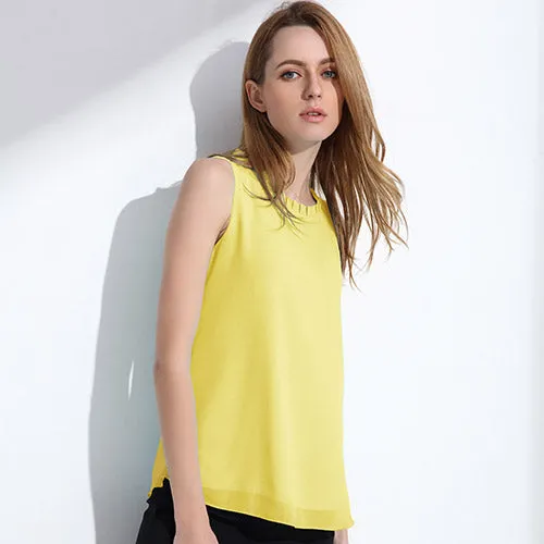 GAREMAY Women Chiffon Blouse Summer Sleeveless Camisa Candy Tops Femme Casual Fungus Collar Blusas Cheap Clothes China 0098