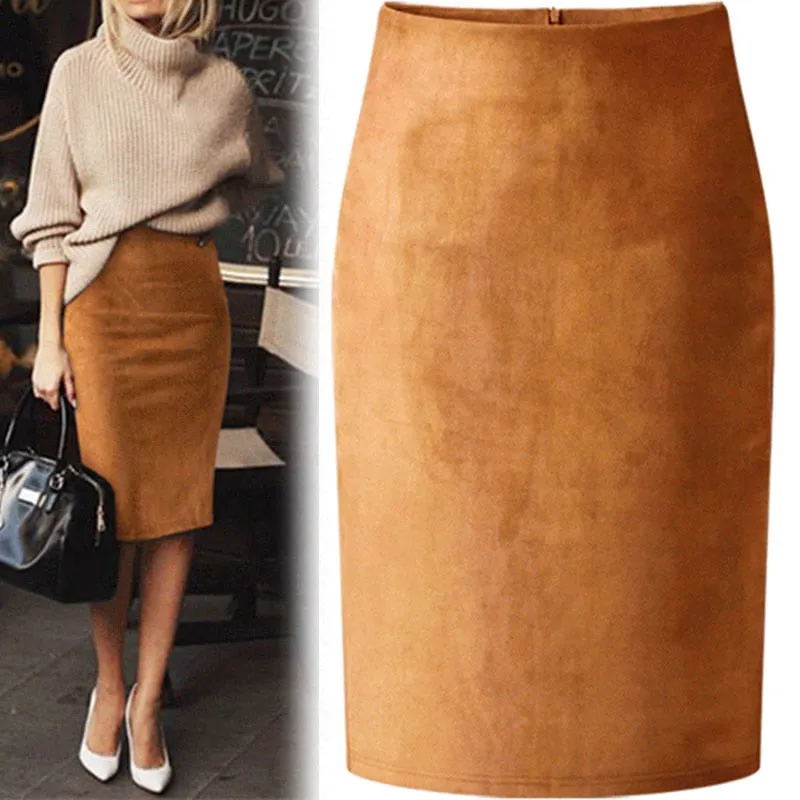 High Waist Bodycon Faux Leather Skirt For Women