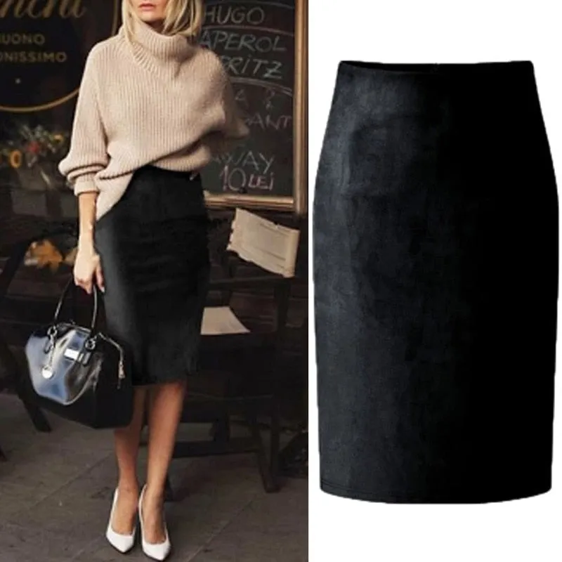 High Waist Bodycon Faux Leather Skirt For Women