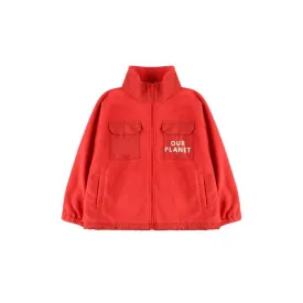 Jelly Mallow Our Planet  Fleece Zip-up Jacket Red