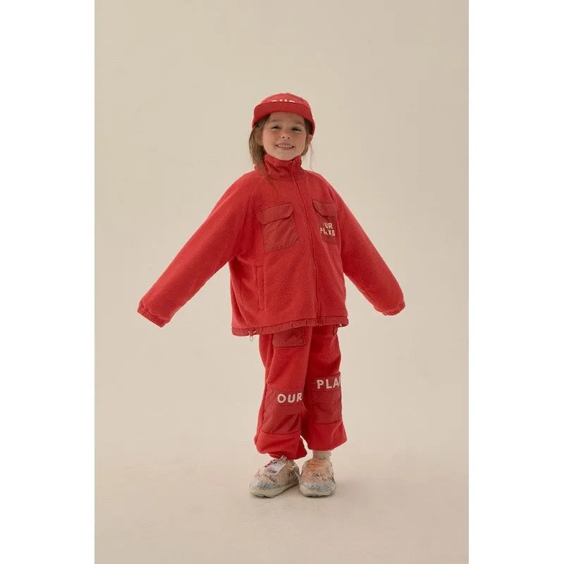 Jelly Mallow Our Planet  Fleece Zip-up Jacket Red