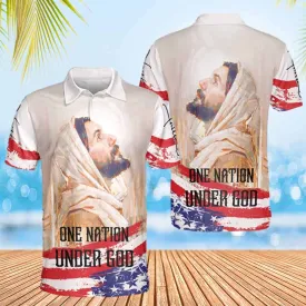 Jesus Protrait One Nation Under God Polo Shirts - Christian Shirt For Men And Women