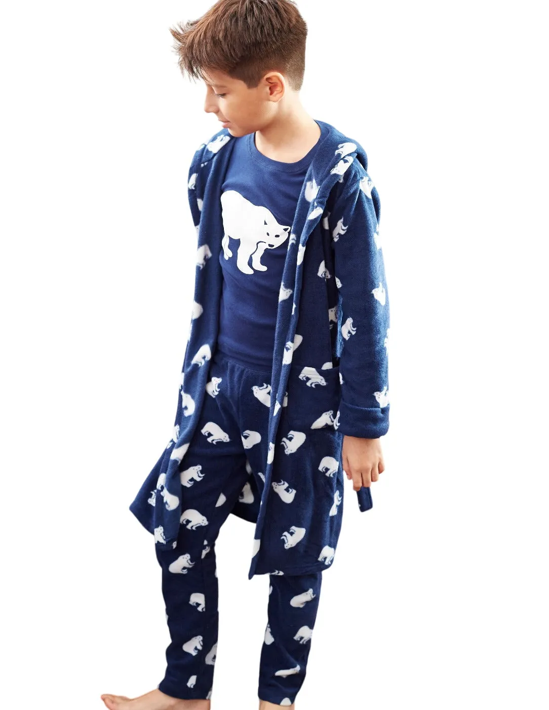 Kids Fleece Hooded Polar Bear Robe