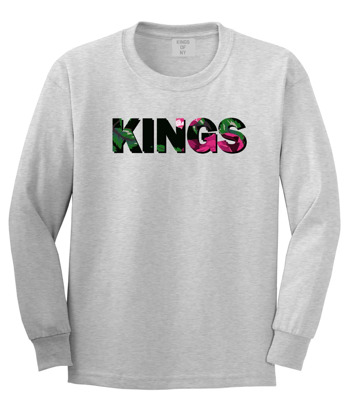 Kings Floral Print Pattern Boys Kids Long Sleeve T-Shirt