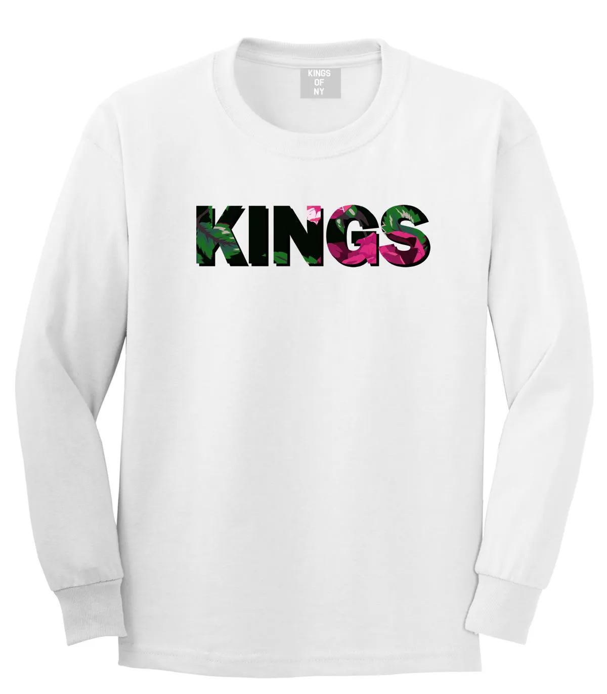 Kings Floral Print Pattern Boys Kids Long Sleeve T-Shirt