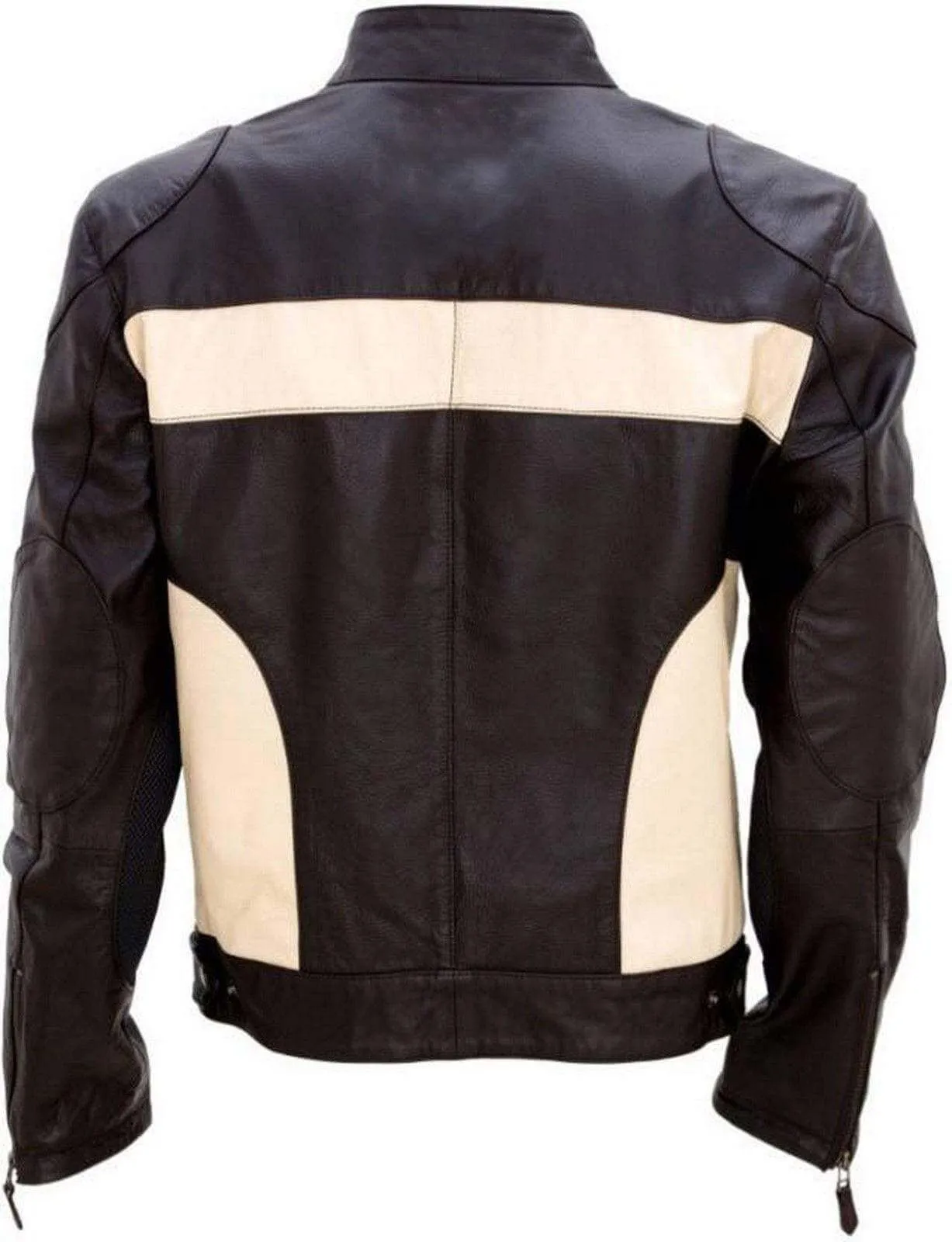 Leather Craze Men's Genuine Lambskin Leather Biker Jacket Designer Look Black