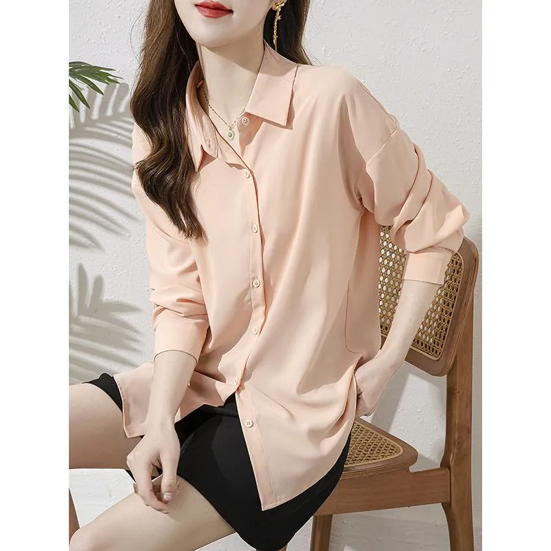 Long Sleeve Chic Daily Casual Pink Versatile Shirt