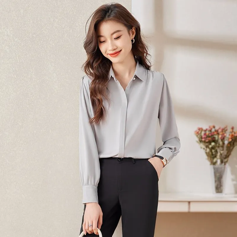 Loose Fit Satin Finish Bubble Sleeve Chic Niche Shirt