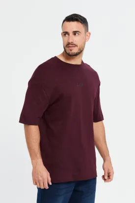 Men Burgandy Bandana Print T-Shirt