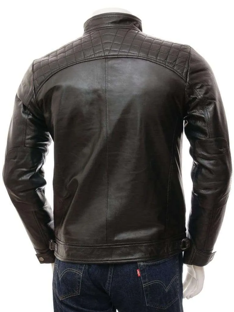 Men's Black Biker Leather Jacket, Handmade Genuine fashion biker jacket