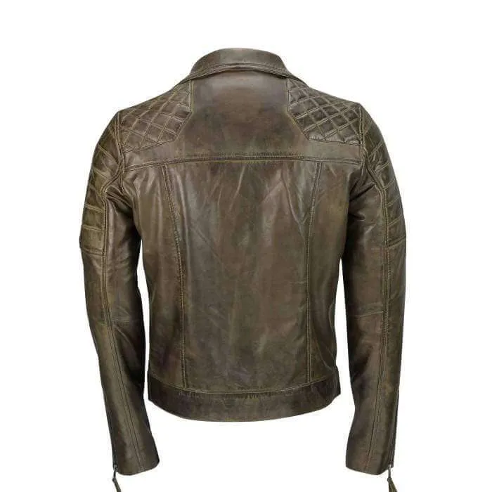 Men's Brown Sheep Leather Vintage Style Biker Fashion Casual Leather Jacket