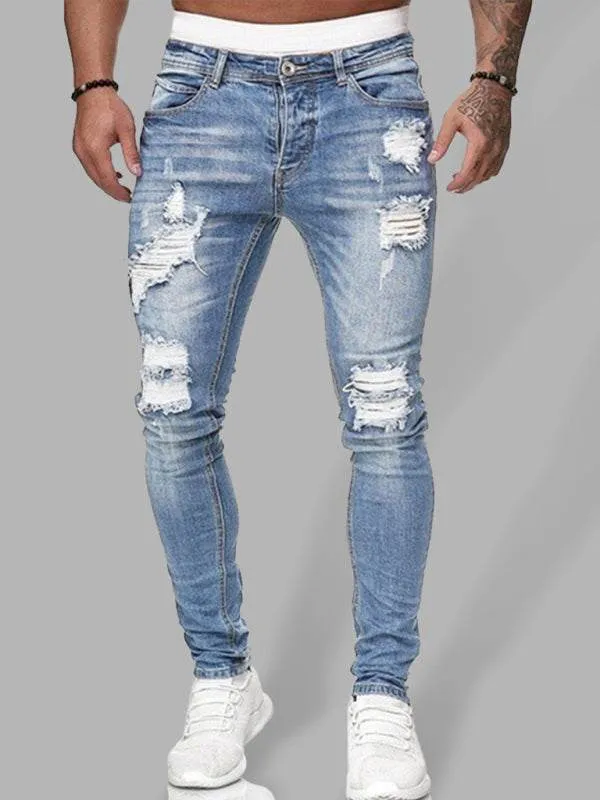 Men's Fashion Ripped Slim Skinny Jeans