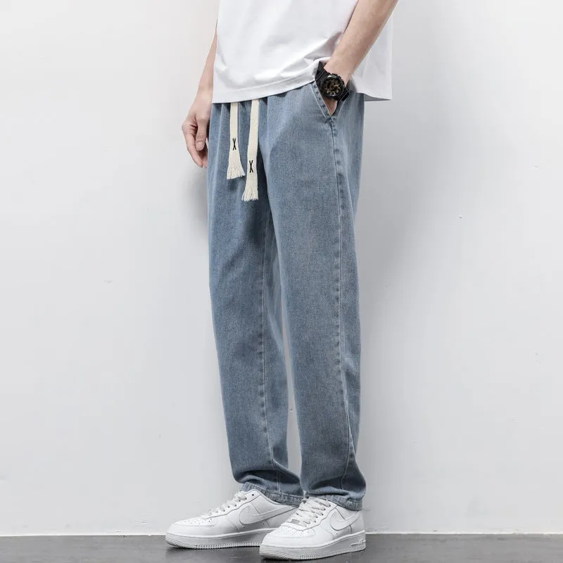 Men's Washed Out Denim Wide Leg Jeans