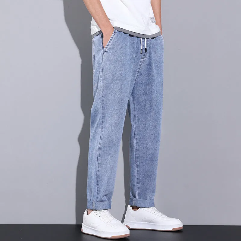 Men's Washed Out Denim Wide Leg Jeans