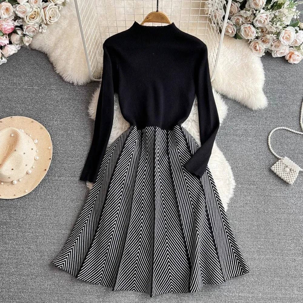 mid-length a-line knitted dress      S3970