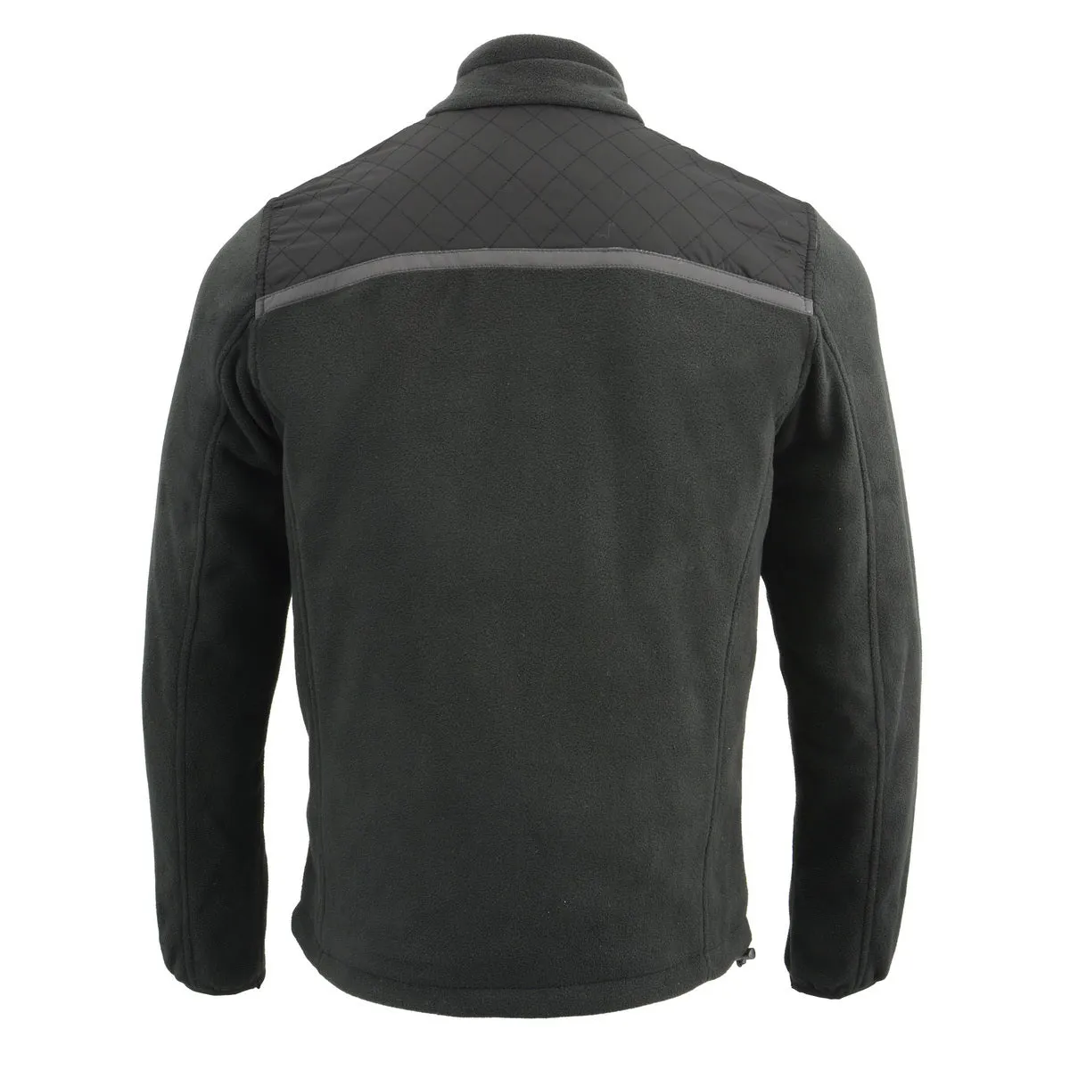 Milwaukee Leather MPM1784 Men's Black Micro Fleece Zipper Front Jacket with Reflective Stripes