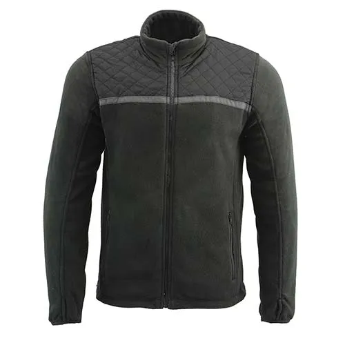 Milwaukee Leather MPM1784 Men's Black Micro Fleece Zipper Front Jacket with Reflective Stripes