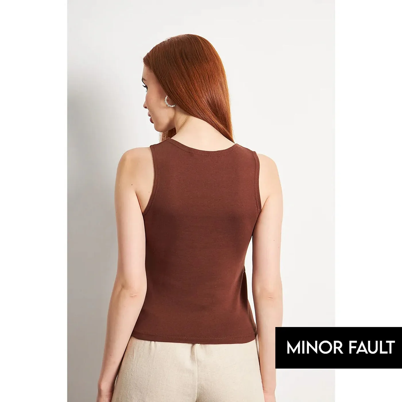 (Minor Fault) Brown Square Neck Tank Top