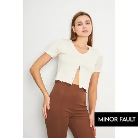 (Minor Fault) Off-White Button Down Crop Top