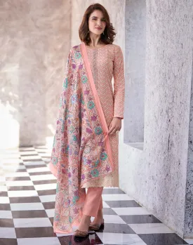 Mumtaz Arts Cotton Unstitched Women Suit Fabric Peach