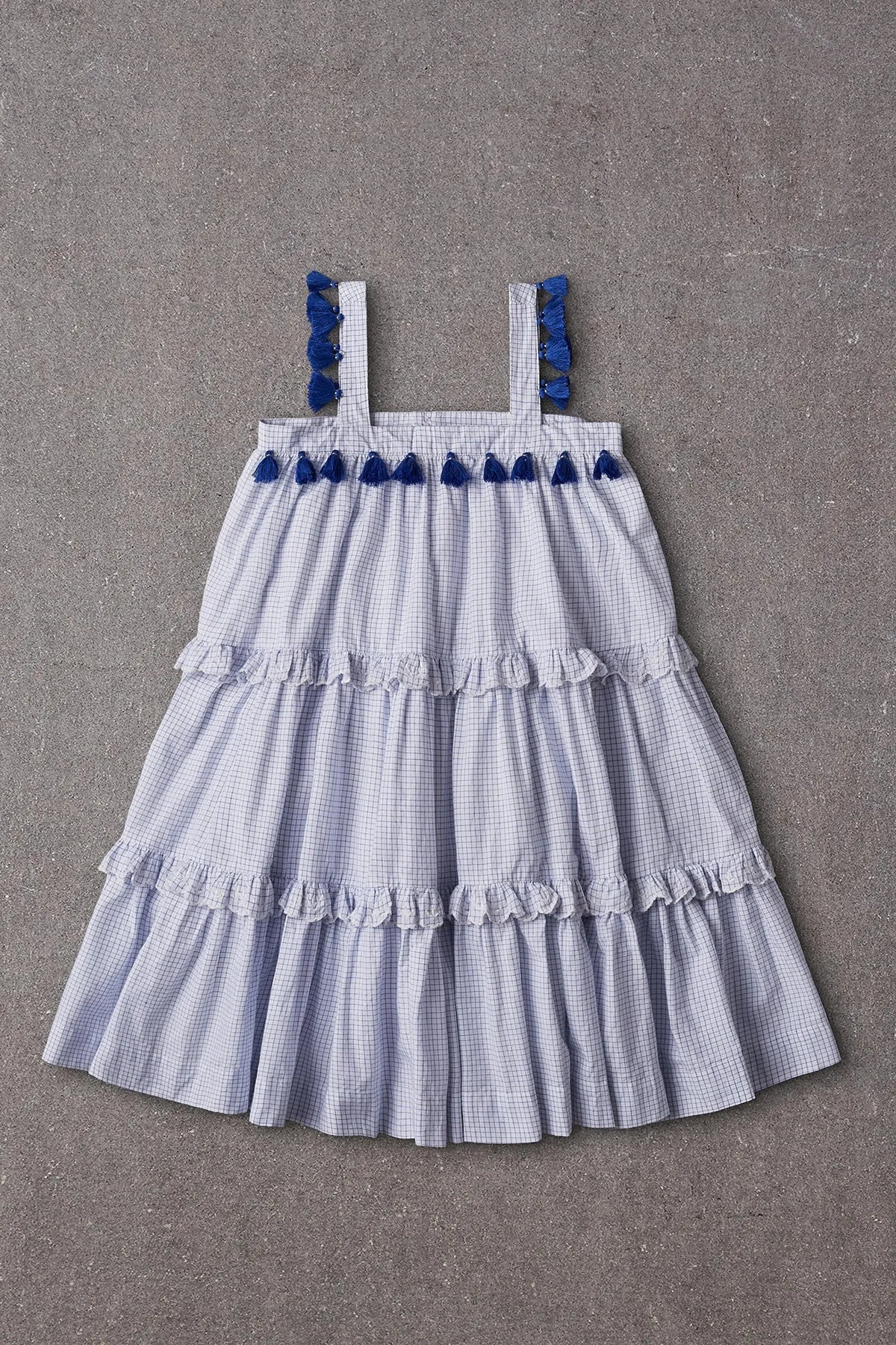 Nellystella Paige Girls Dress - Small Blue Checks