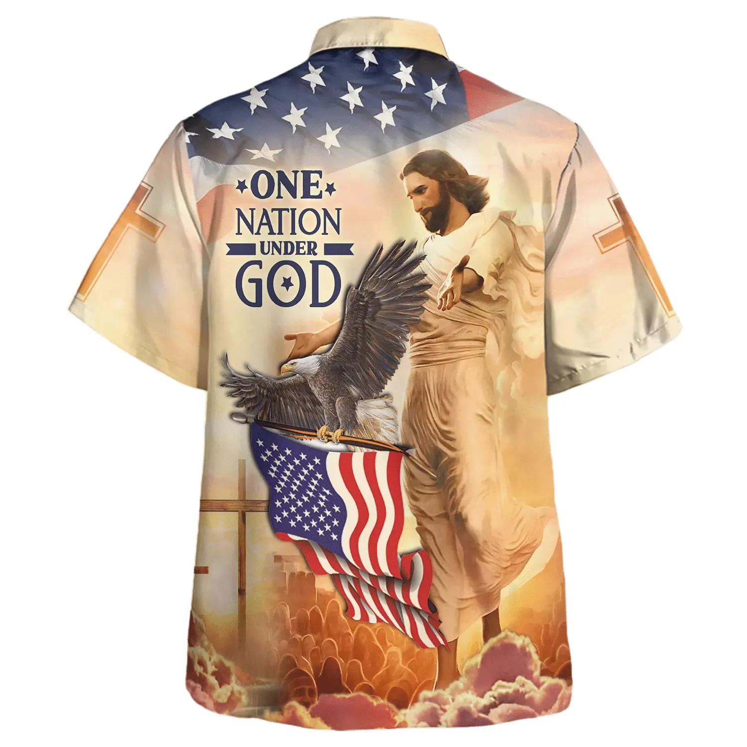 One Nation Under God Jesus Eagle Hawaiian Shirts For Men & Women - Christian Hawaiian Shirt - Hawaiian Summer Shirts