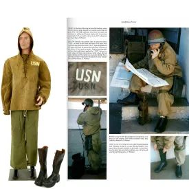 Original U.S. WWII Navy Beach Battalion Paint N-2 Rain Uniform with M-7 Rubberized Boots - As Seen In Book