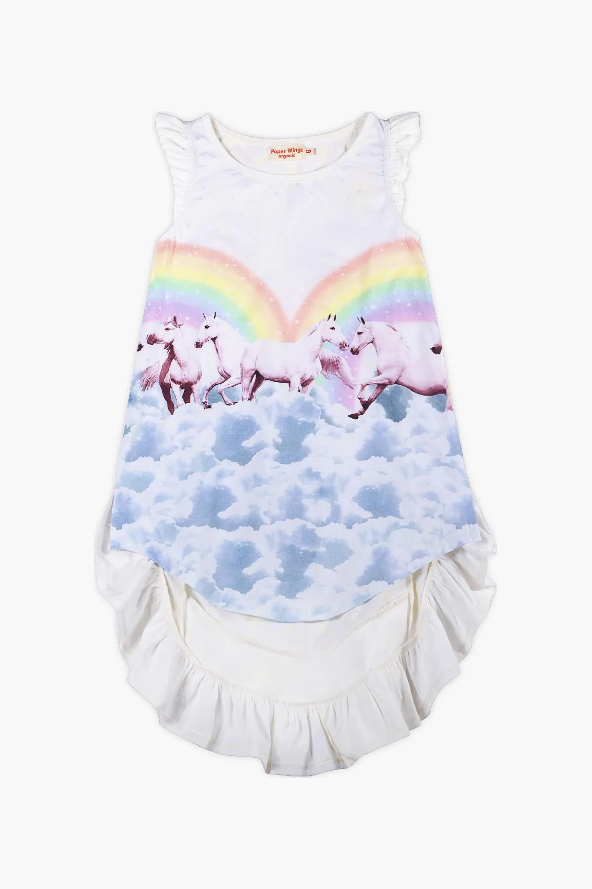 Paper Wings Rainbow Horses Frilled Girls Dress (Size 5 left)