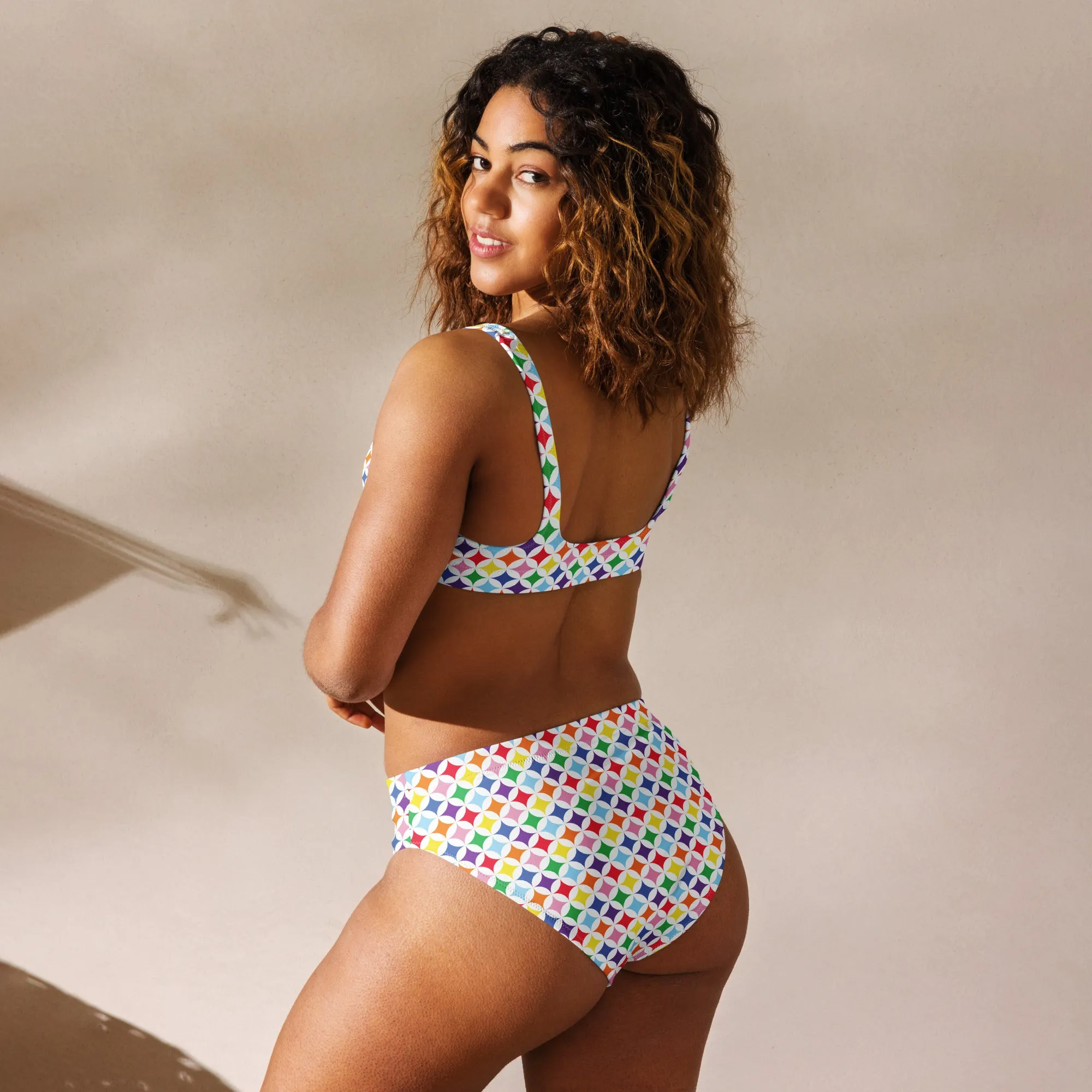 Rainbow Diamond High-Waisted Bikini