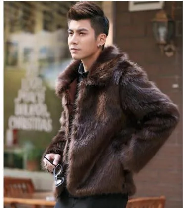 S/6Xl Mens Casual Imitation Fur Jackts White/Black/Brown Faux Fur Jackets Winter Autumn Large Size Male Fake Fur Coats K745