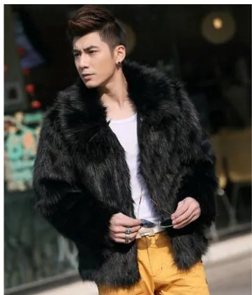 S/6Xl Mens Casual Imitation Fur Jackts White/Black/Brown Faux Fur Jackets Winter Autumn Large Size Male Fake Fur Coats K745