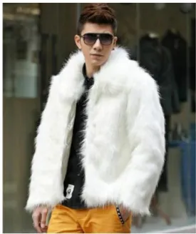 S/6Xl Mens Casual Imitation Fur Jackts White/Black/Brown Faux Fur Jackets Winter Autumn Large Size Male Fake Fur Coats K745