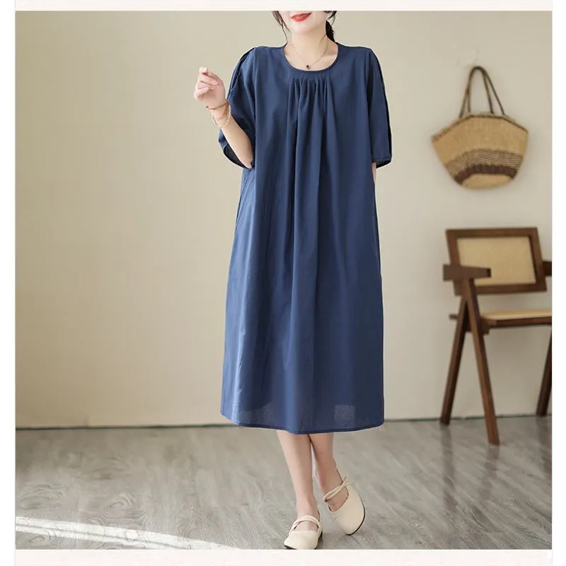 Simplicity Solid Plus Loose-Fit A-Line Linen Dress