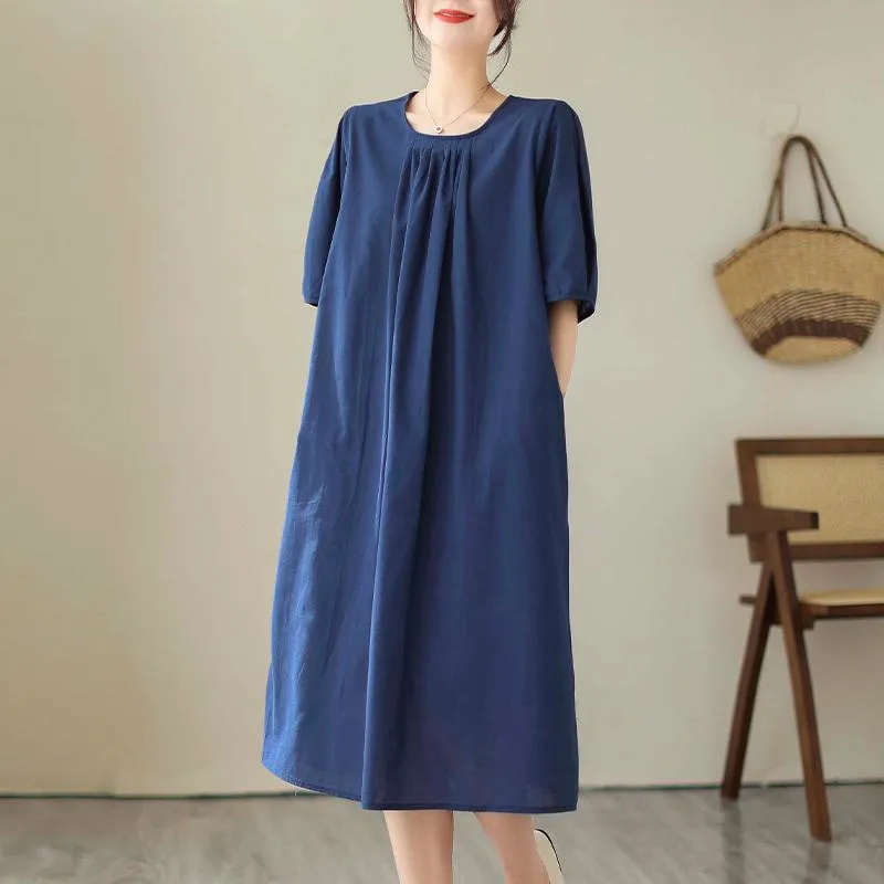 Simplicity Solid Plus Loose-Fit A-Line Linen Dress